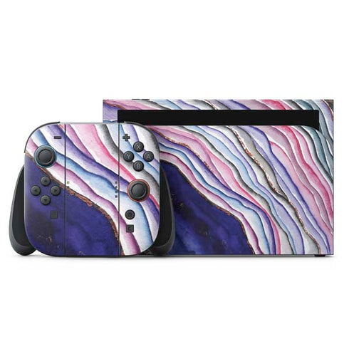 Violet Watercolor Geode Nintendo Switch 2 (2025) with Joy-Con Skin